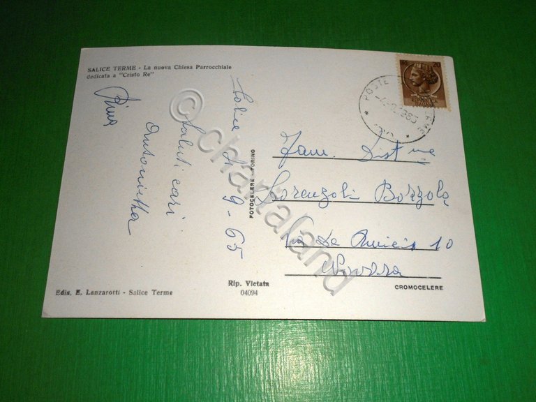 Cartolina Salice Terme - La nuova Chiesa Parrocchiale 1965