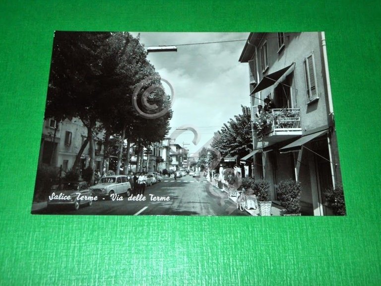 Cartolina Salice Terme - Via delle Terme 1966