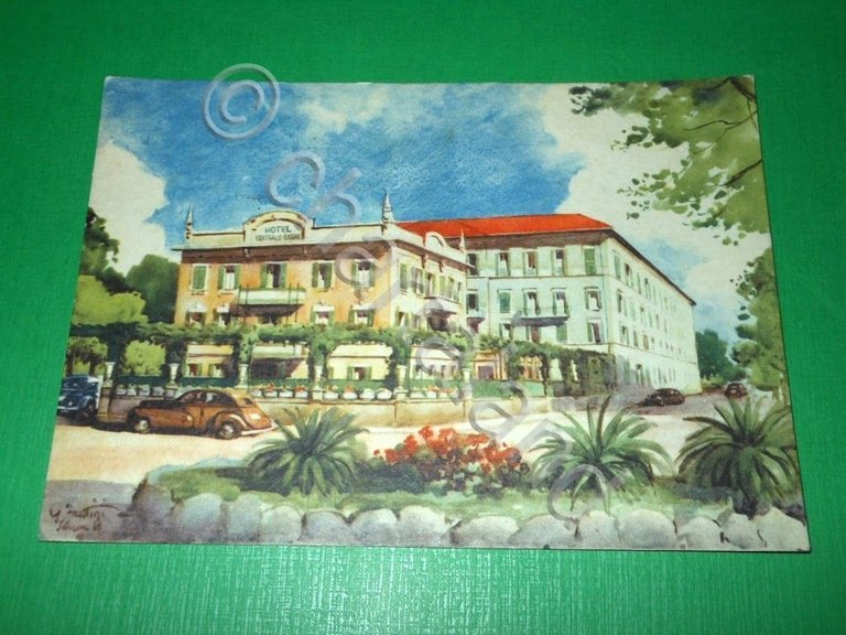 Cartolina Salsomaggiore - Hotel Centrale Bagni - illustratore Frattini 1954.