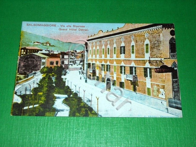 Cartolina Salsomaggiore - Via alla Stazione - Grand Hotel Detraz …