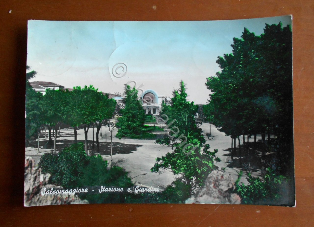 Cartolina Salsomaggiore (Emilia Romagna) - Stazione e Giardini - 1954