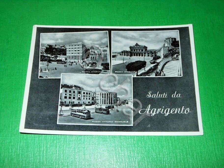 Cartolina Saluti da Agrigento - Vedute diverse 1950 ca.