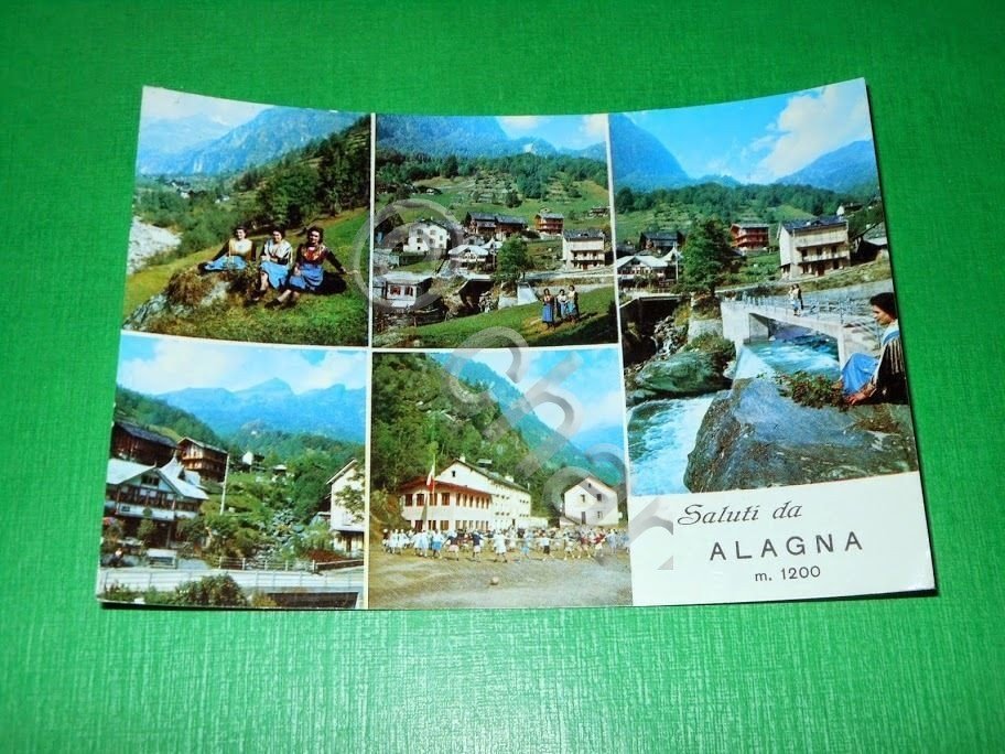 Cartolina Saluti da Alagna - Vedute diverse 1962.