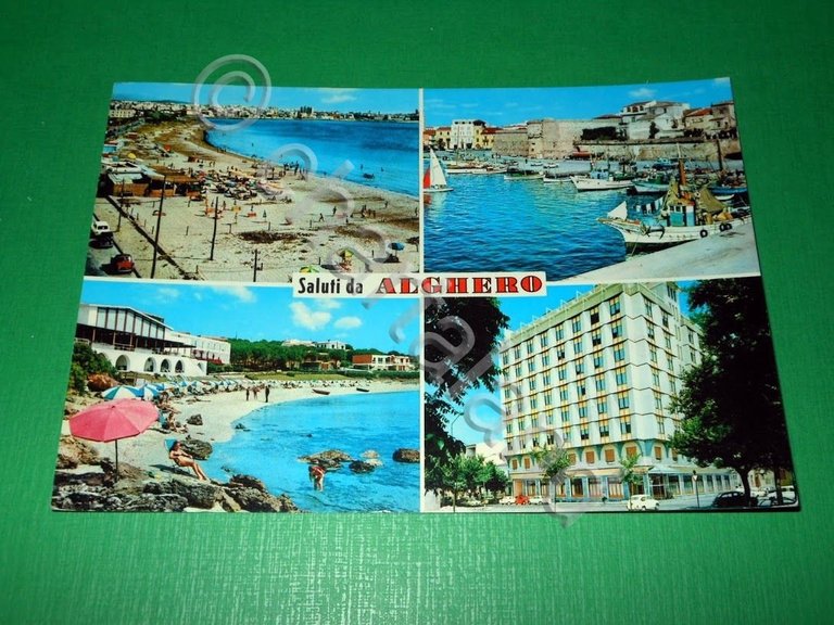 Cartolina Saluti da Alghero - Vedute diverse 1977