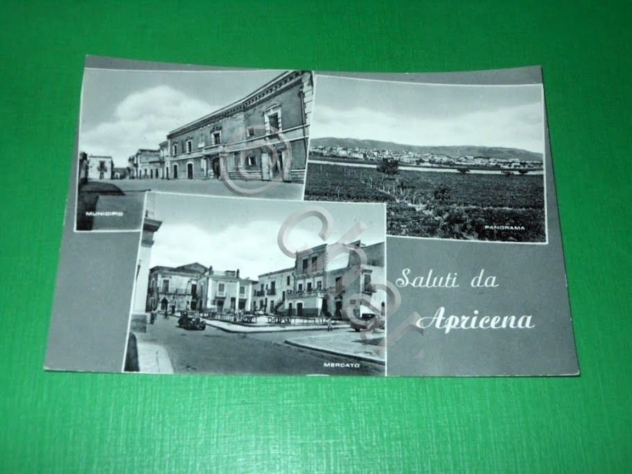 Cartolina Saluti da Apricena - Vedute diverse 1955 ca.