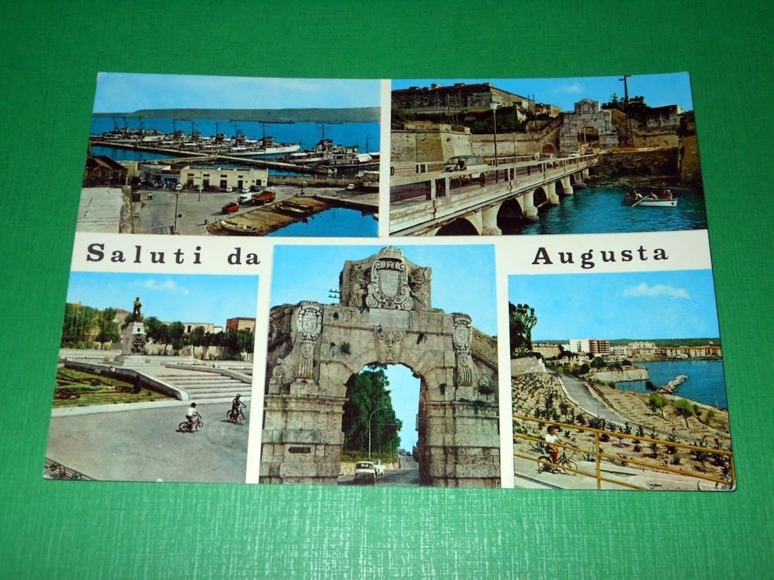Cartolina Saluti da Augusta - Vedute diverse 1967.