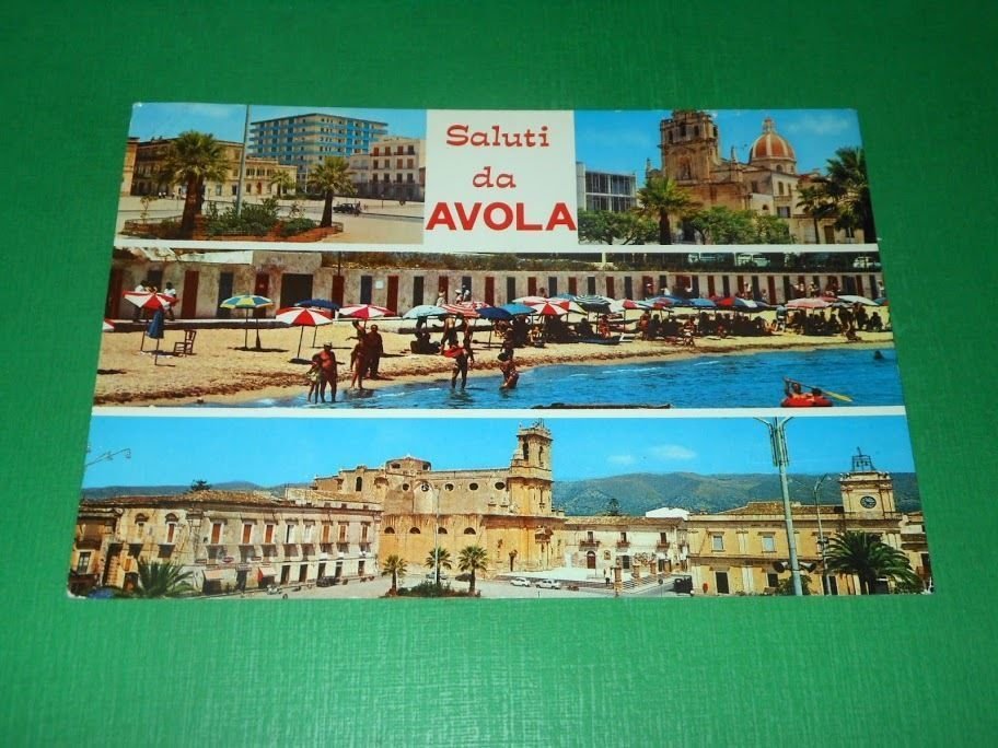 Cartolina Saluti da Avola - Vedute diverse 1970.