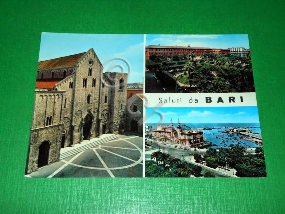 Cartolina Saluti da Bari - Vedute diverse 1960 ca.