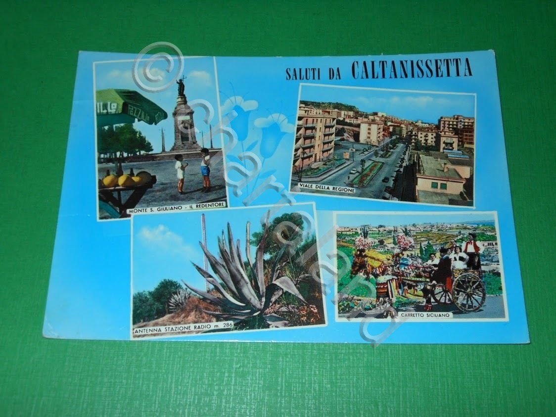 Cartolina Saluti da Caltanissetta - Vedute diverse 1968.