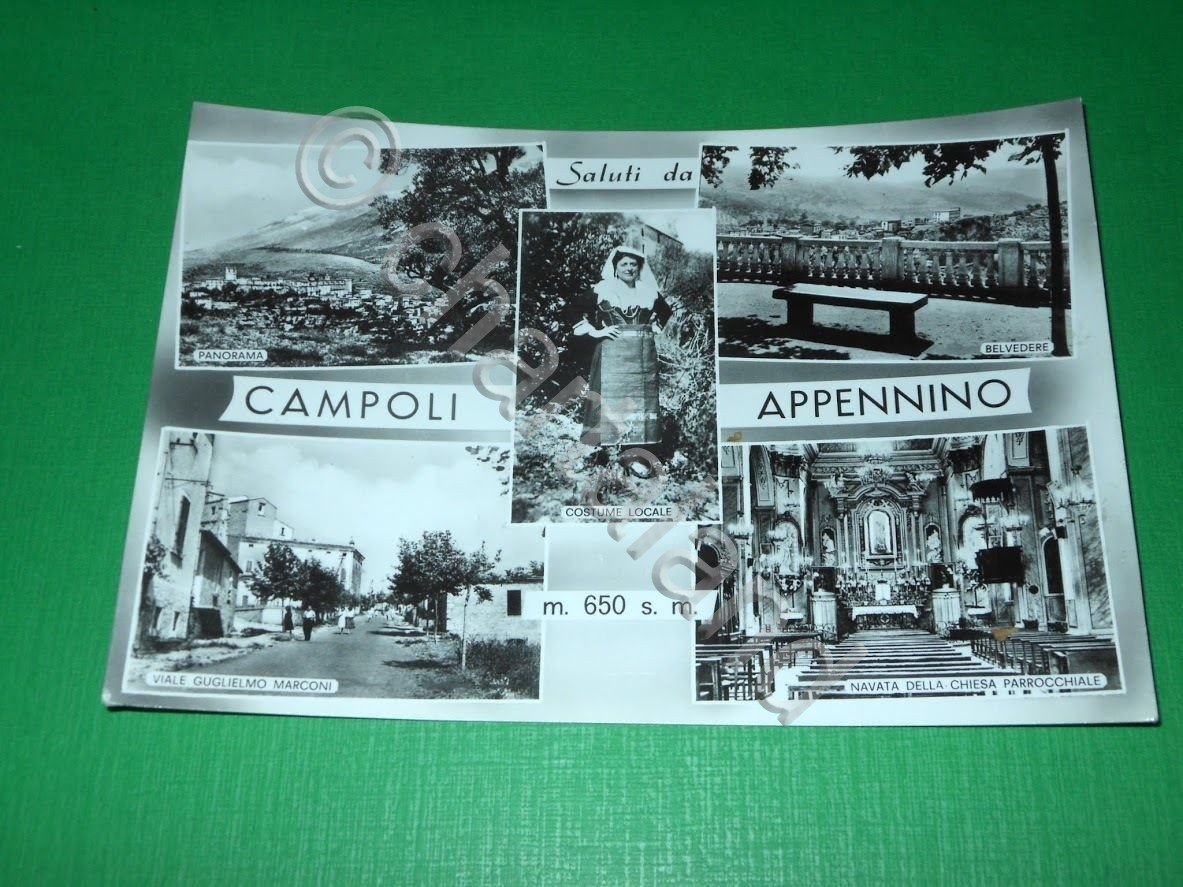 Cartolina Saluti da Campoli Appennino - Vedute diverse 1955 ca.