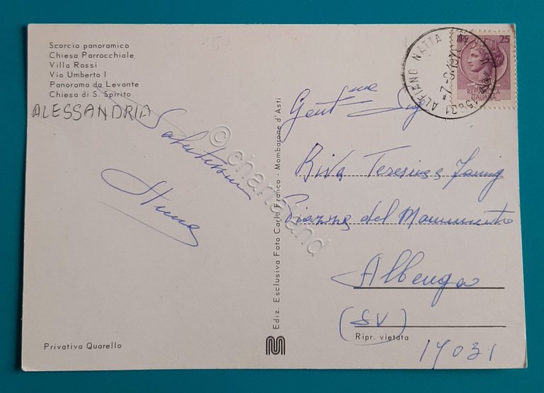 Cartolina Saluti da Cardona - Scorcio Panoramico - Villa Rossi …