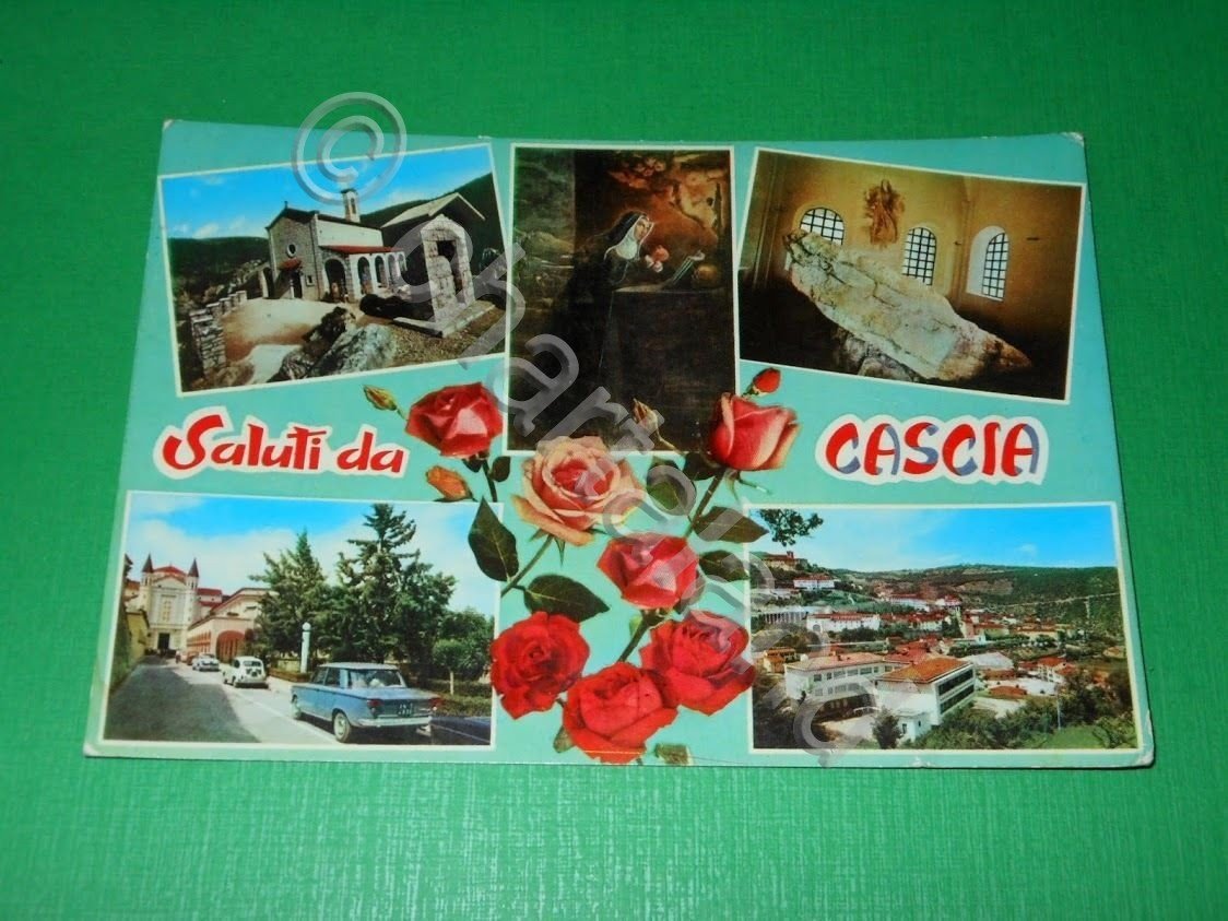 Cartolina Saluti da Cascia - Vedute diverse 1977.