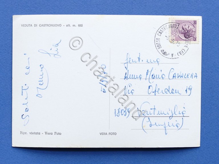 Cartolina Saluti da Castronuovo di Sicilia - 1970.