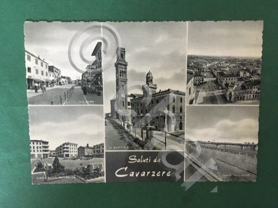 Cartolina Saluti da Cavarzere - Via Roma - Il Municipio …