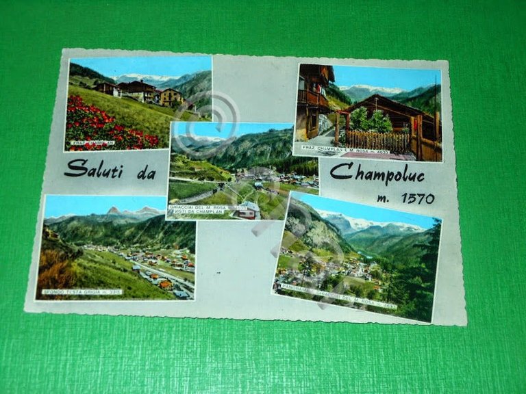 Cartolina Saluti da Champoluc - Vedute diverse 1967.