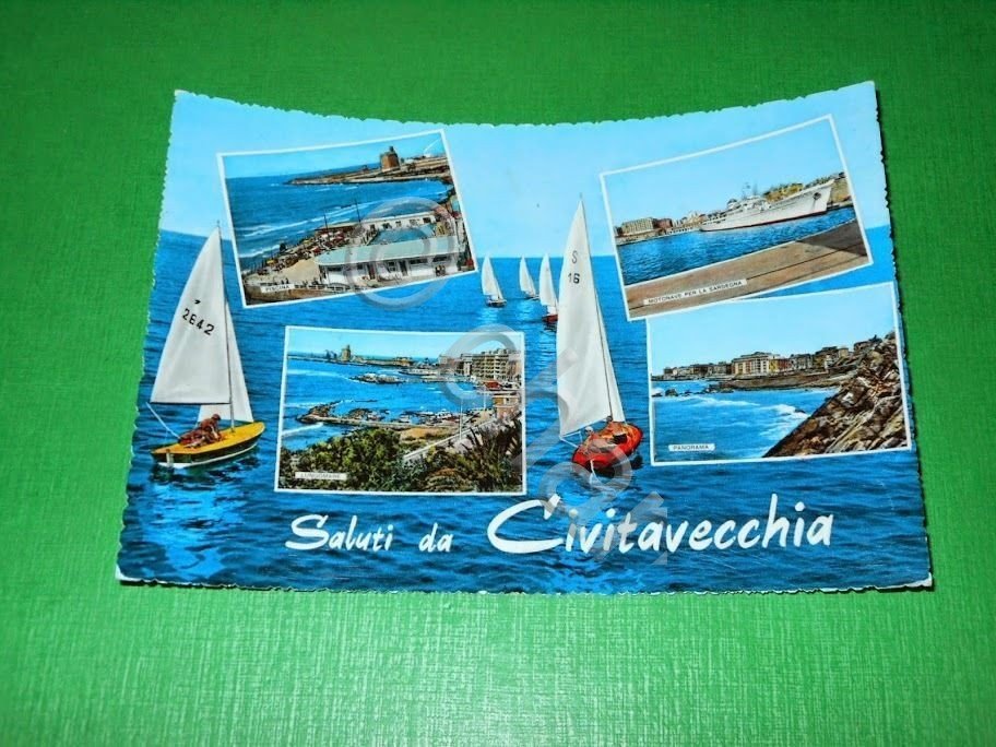 Cartolina Saluti da Civitavecchia - Vedute diverse 1960.