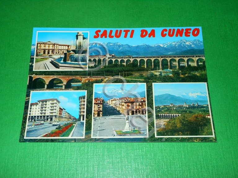Cartolina Saluti da Cuneo - Vedute diverse 1965 ca.