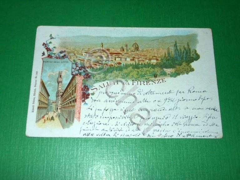 Cartolina Saluti da Firenze - Panorama - Portici degli Uffizi …