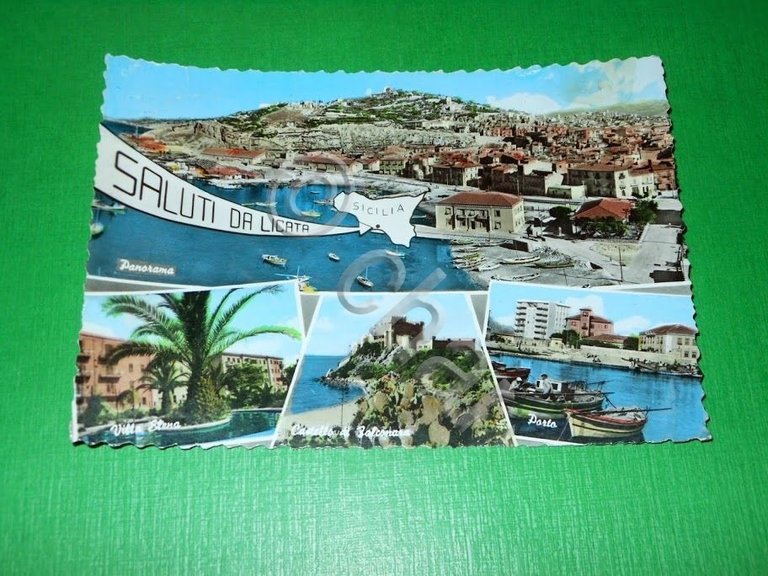 Cartolina Saluti da Licata - Vedute diverse 1961.