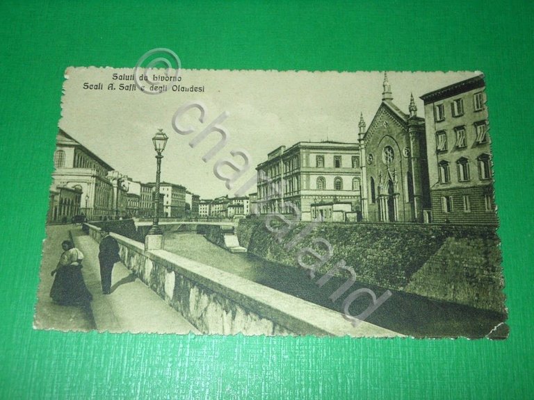 Cartolina Saluti da Livorno - Scali A. Saffi e degli …