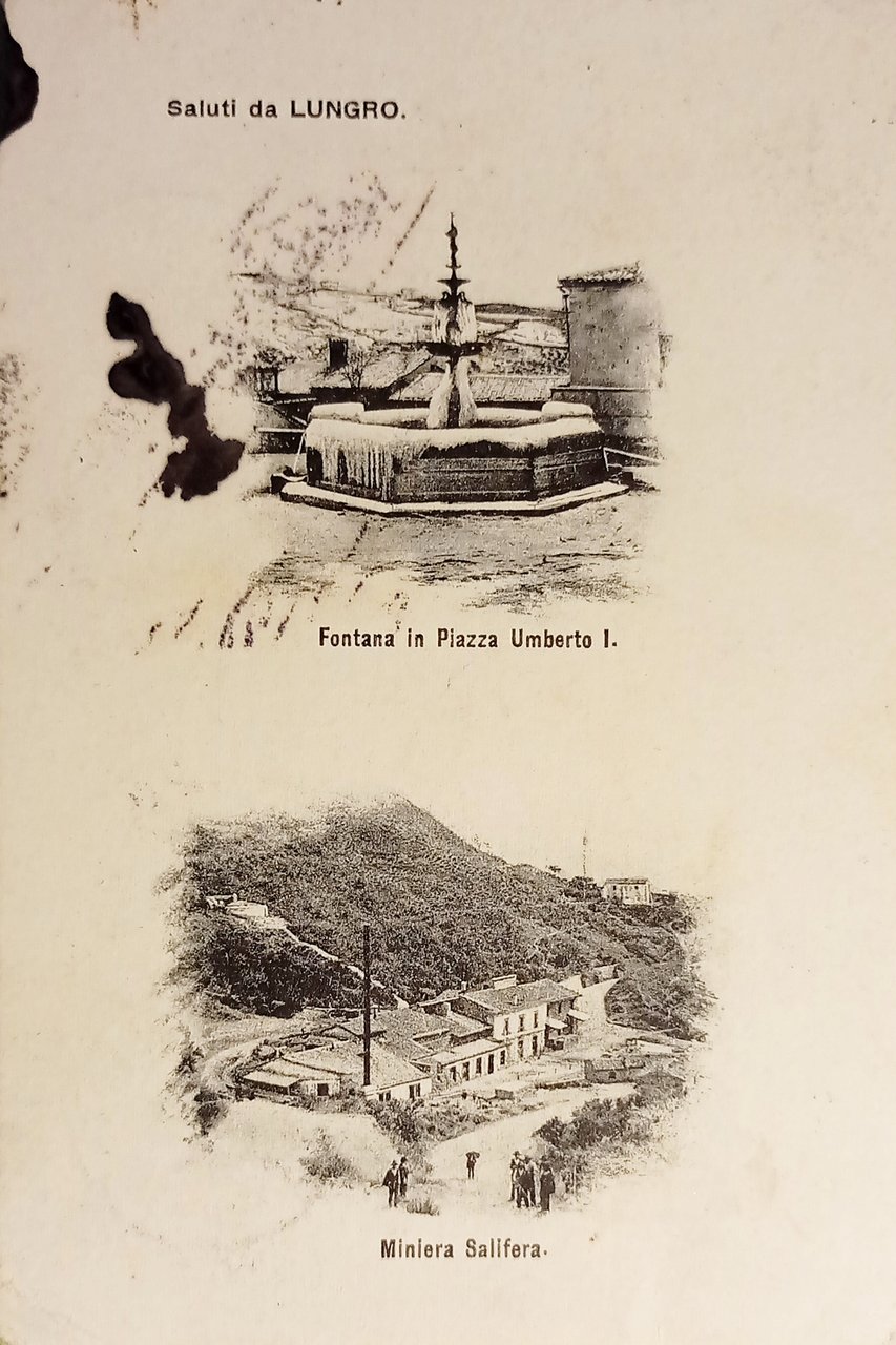 Cartolina Saluti da Lungro - Fontana in Piazza Umberto I …