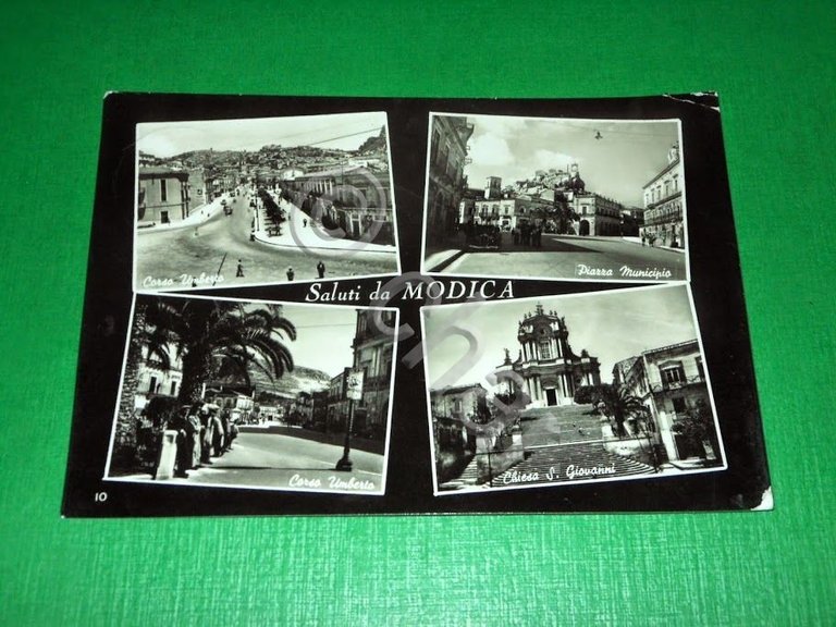 Cartolina Saluti da Modica - Vedute diverse 1955
