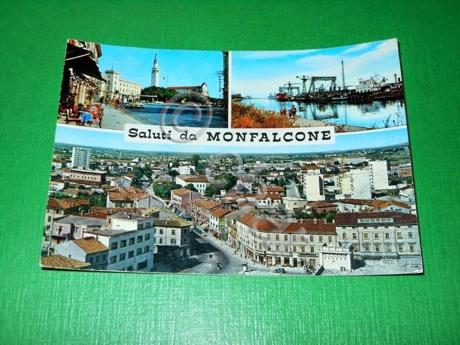 Cartolina Saluti da Monfalcone - Vedute diverse 1963.