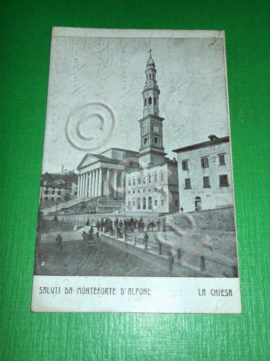 Cartolina Saluti da Monteforte d'Alpone - La Chiesa 1918