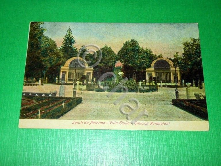 Cartolina Saluti da Palermo - Villa Giulia - Emicicli Pompeiani …