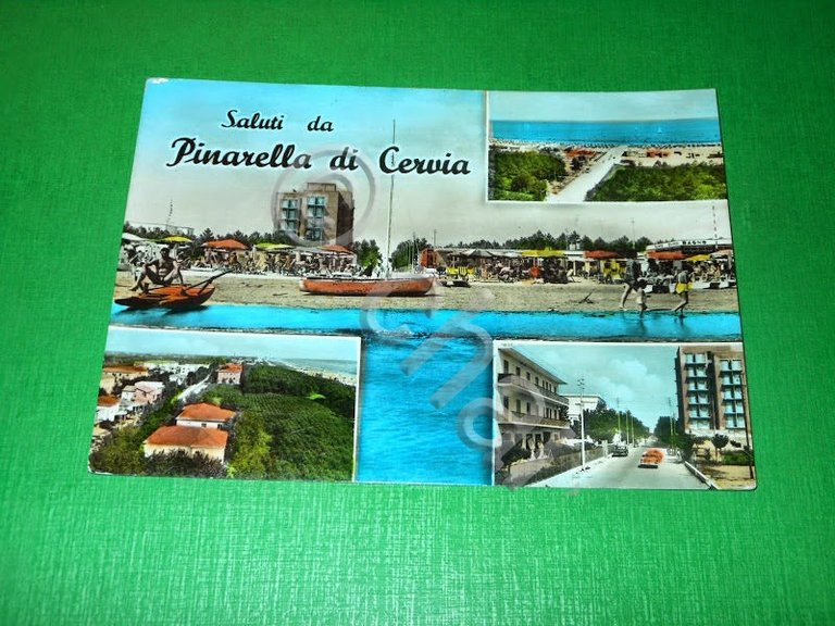 Cartolina Saluti da Pinarella di Cervia - Vedute diverse 1952