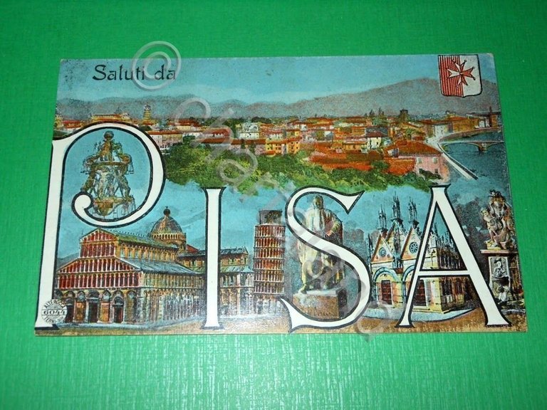 Cartolina Saluti da Pisa - Panorama e altre vedute 1916.