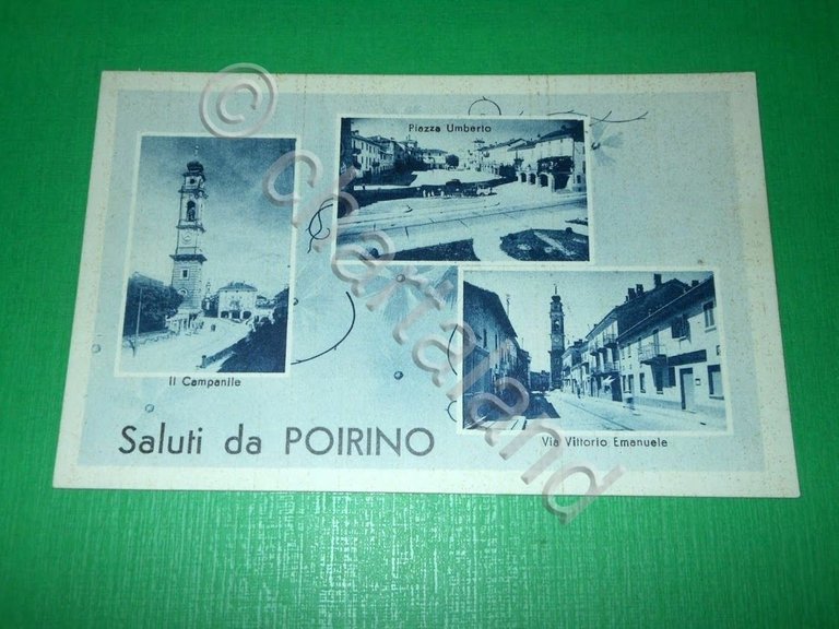 Cartolina Saluti da Poirino - Vedute diverse 1942.