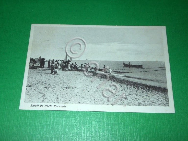 Cartolina Saluti da Porto Recanati - Particolare di spiaggia 1922