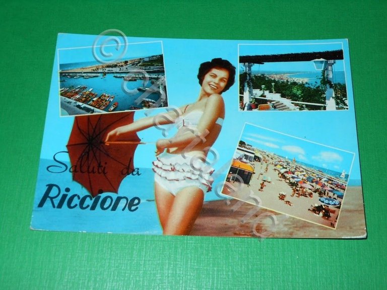 Cartolina Saluti da Riccione - Vedute diverse -- 1960