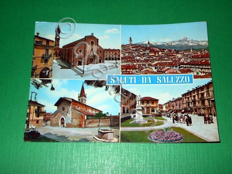 Cartolina Saluti da Saluzzo ( Cuneo ) - Vedute diverse …