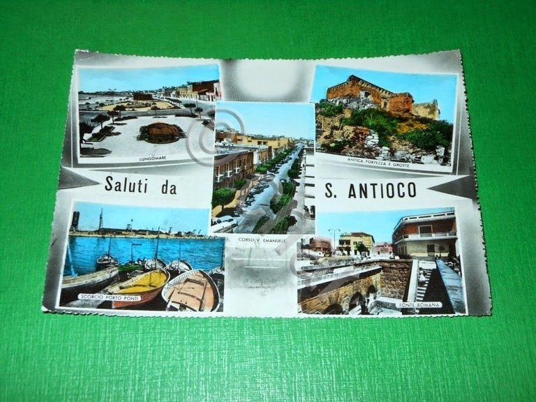 Cartolina Saluti da Sant'Antioco - Vedute diverse 1963.