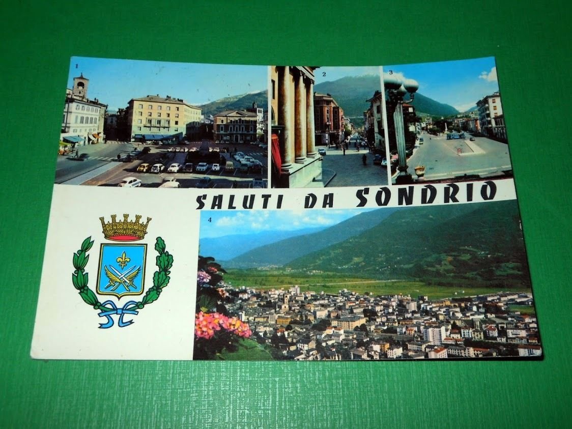 Cartolina Saluti da Sondrio - Vedute diverse 1965.
