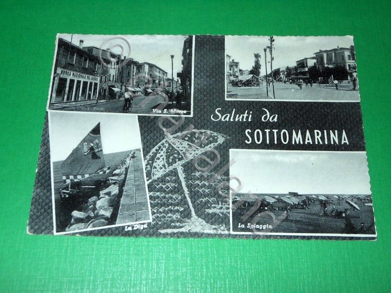 Cartolina Saluti da Sottomarina - Vedute diverse 1955
