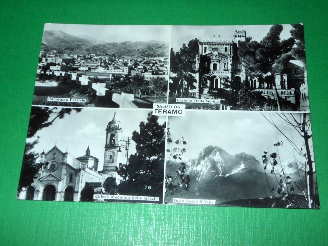 Cartolina Saluti da Teramo - Vedute diverse 1953.