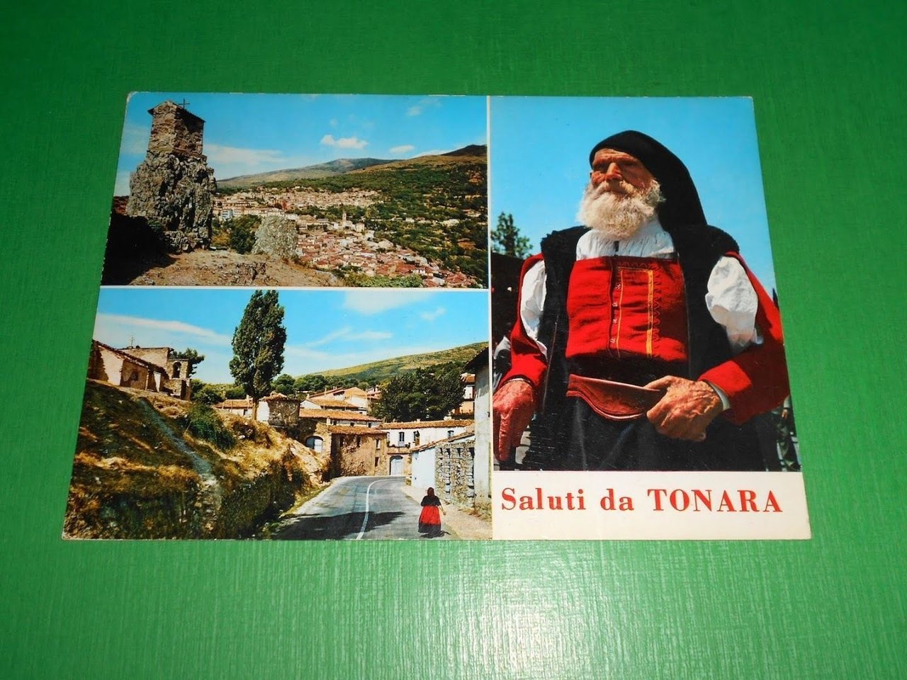 Cartolina Saluti da Tonara - Costume e panorama 1970.