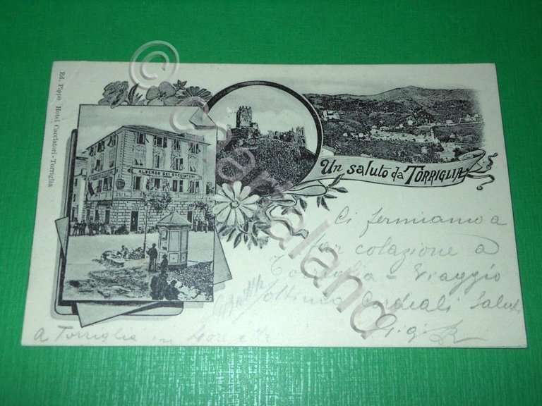 Cartolina Saluti da Torriglia - Vedute diverse 1905