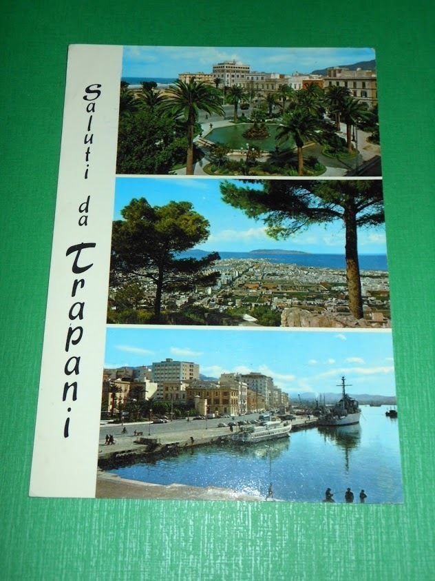 Cartolina Saluti da Trapani - Vedute diverse 1971.