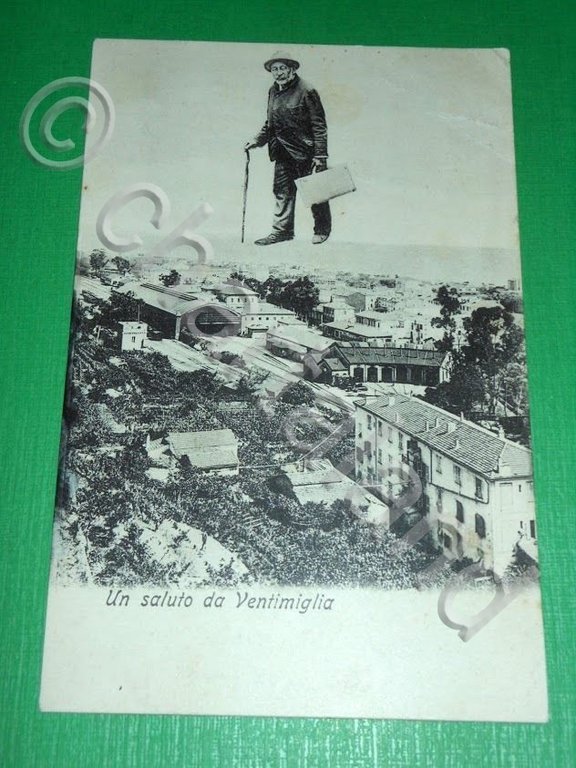 Cartolina Saluti da Ventimiglia - Scorcio panoramico 1905 ca.