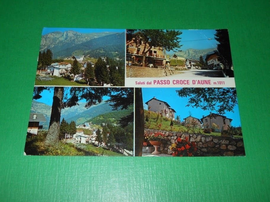Cartolina Saluti dal Passo Croce d'Aune - Vedute diverse 1982.