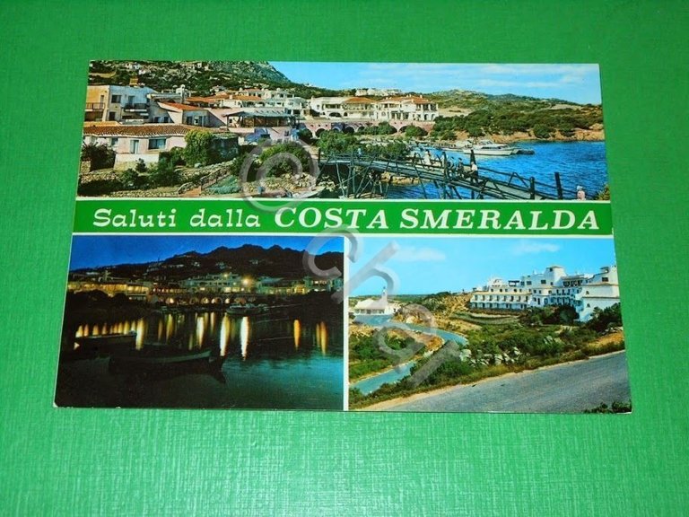 Cartolina Saluti dalla Costa Smeralda - Vedute diverse 1977.