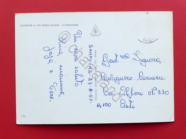 Cartolina Sampeyre - La Madonnina - 1967