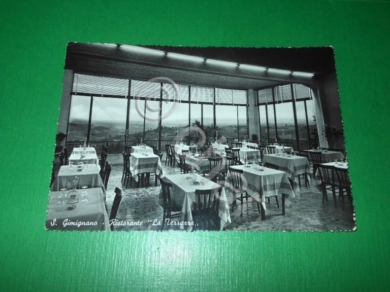 Cartolina San Gimignano - Ristorante La Terrazza 1950 ca