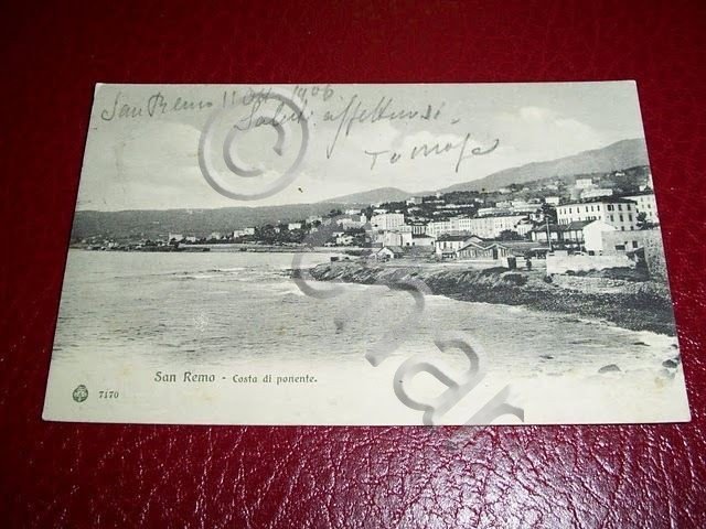 Cartolina San Remo - Costa di ponente 1906.
