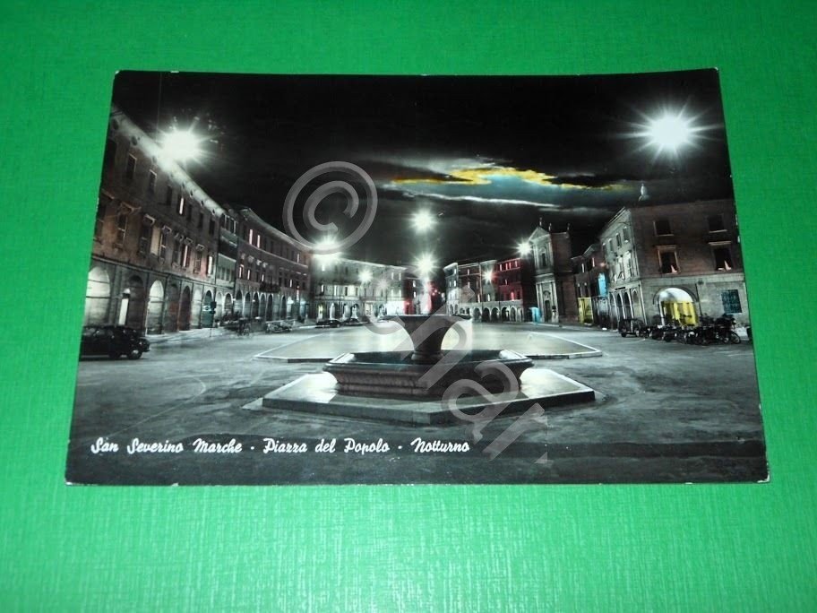 Cartolina San Severino Marche - Piazza del Popolo - Notturno …