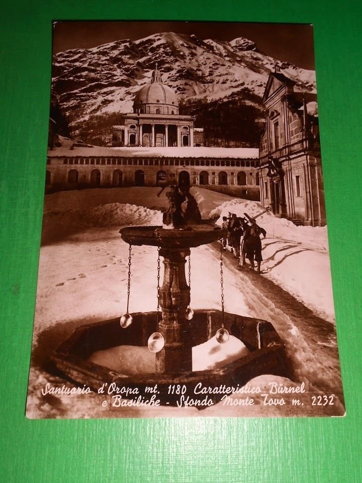 Cartolina Santuario d' Oropa - Caratteristico Burnel e Basiliche 1953.